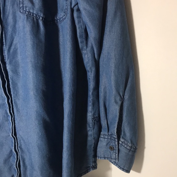 Terre Bleue top size Large button down long tab sleeves blue fisherman western - Picture 3 of 12